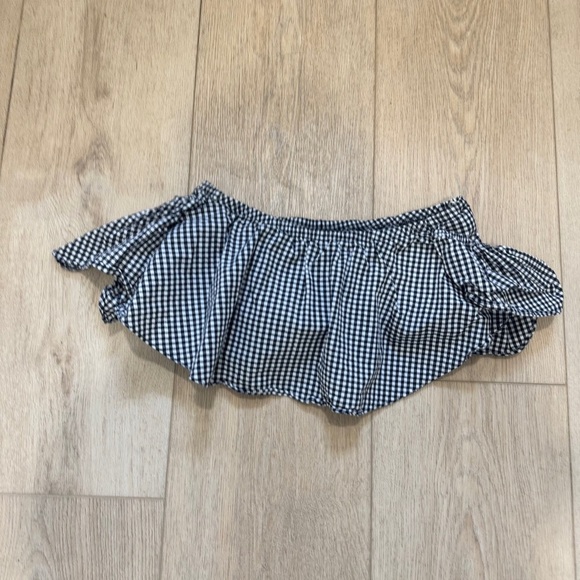 Misa Los Angeles Lunna Gingham Crop Top Black - Picture 2 of 4